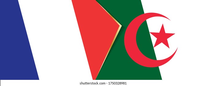 Banderas de Francia y Argelia, dos banderas vectoriales símbolo de relación o enfrentamiento.