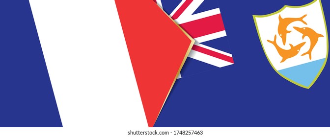 Frankreich und Anguilla-Flaggen, zwei Vektorflaggen Symbol für Beziehung oder Konfrontation.