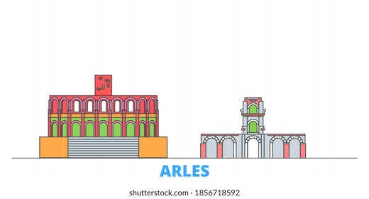 France, Arles line cityscape, flat vector. Travel city landmark, oultine illustration, line world icons