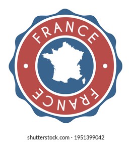 France Badge Map Vector Seal. National Symbol Country Stamp Design Icon Label. 