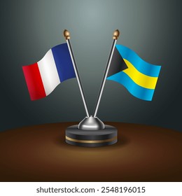 France and Bahamas table flags relation  with gradient backgrund. Vector Illustration