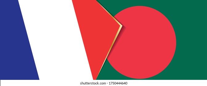 Banderas de Francia y Bangladesh, dos banderas vectoriales símbolo de relación o confrontación.