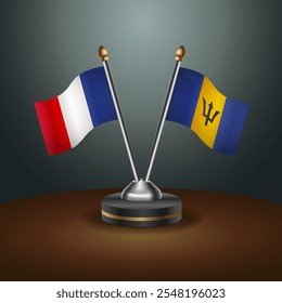 França e Barbados sinalizam a relação com o fundo de gradiente. Ilustração de vetor