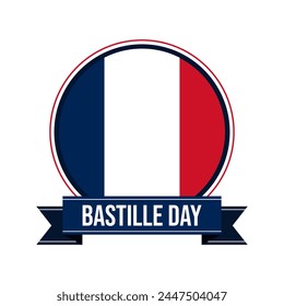 France bastille day badge, sticker, stamp with circle france national flag