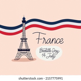 france bastille day card with eiffel tower