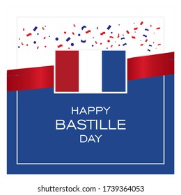 France Bastille Day celebration card/poster design. French national day vector illustration with flag.