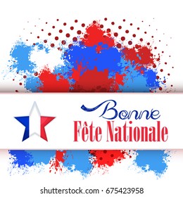 France, Bastille Day Design, Greeting Card Set. Vector Elements. French Text "long live revolution" at English