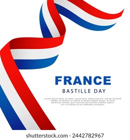 France. Bastille Day. A fluttering ribbon in the colors of the flag of France. A national holiday. Vector illustration on a white background.