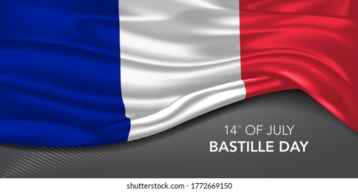 France Bastille day greeting card, banner with template text vector illustration. French memorial holiday 14th of July design element with tricolor