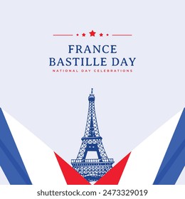 Día de la Bastilla de Francia celebración del Día de la Independencia Plantilla gráfica