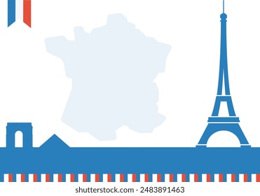 France bastille day independence day celebration graphics template, white backround, freespace