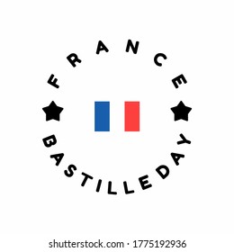 France Bastille Day Logo Design with Flag and Star