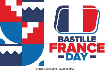 France Bastille Day. National happy holiday, celebrated annual in July 14. French flag. France independence and freedom. Patriotic elements. Festive and parade design. Vector poster illustration