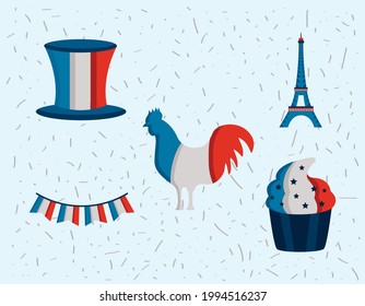 france Bastille day set icons