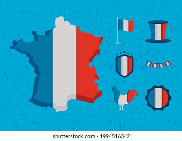 france Bastille day set icons