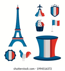 france Bastille day set icons