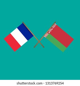 France and Belarus crossed flags.Language learning or travel concept.
