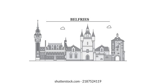 Francia, el horizonte urbano de Belfries ilustraciones vectoriales aisladas, íconos