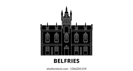 France, Belfries Landmark flat travel skyline set. France, Belfries Landmark black city vector illustration, symbol, travel sights, landmarks.