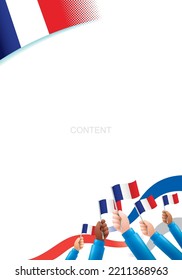 France Bestille Day Celebration Poster with National Flag of France
