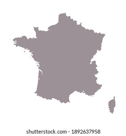 France blank map silhouette. High detailed editable gray map of France. European country borders vector illustration on white background