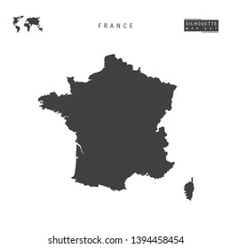France Blank Vector Map Isolated on White Background. High-Detailed Black Silhouette Map of France.
