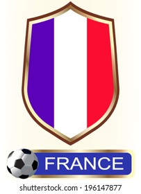 France; Blazon with flag - vector illustration.