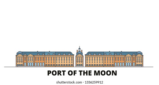 France, Bordeaux City Flat Landmarks Vector Illustration. France, Bordeaux City Line City With Famous Travel Sights, Skyline, Design. 