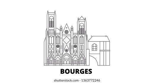 France, Bourges line travel skyline set. France, Bourges outline city vector illustration, symbol, travel sights, landmarks.