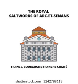 France, Bourgogne-Franche-ComtE -From The Great Saltworks Of Salins-Les-Bains To The Royal Saltwork  line travel landmark, skyline vector design