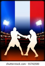 France Boxing Event with Stadium Background and Flag Original Illustration