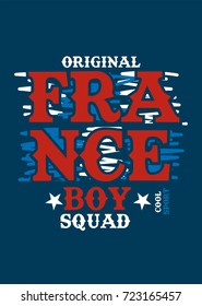 france boy squad,t-shirt print poster vector illustration