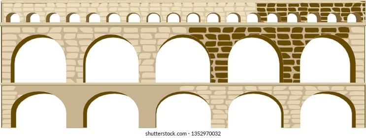 France building. Catholic arch in vector. European architecture.