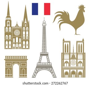 France buildings. Abstract buildings on white background