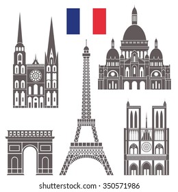 France buildings set. Abstract France buildings on white background. EPS 10. Vector illustration

