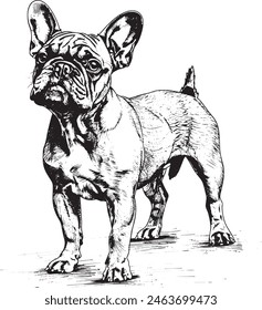 ilustración de silueta de Vector de bulldog de francia