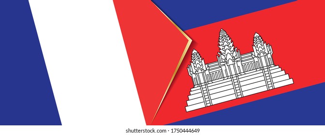 Banderas de Francia y Camboya, dos banderas vectoriales símbolo de relación o enfrentamiento.