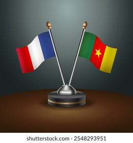 A tabela da França e dos Camarões sinaliza a relação com o plano de fundo gradiente. Ilustração de vetor