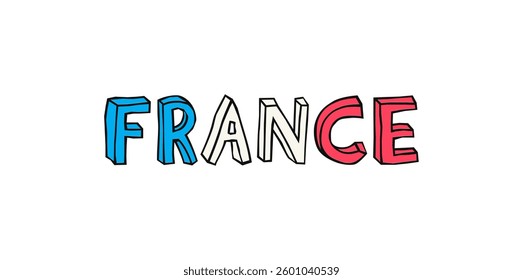 France card. Lettering vector isolated on white background