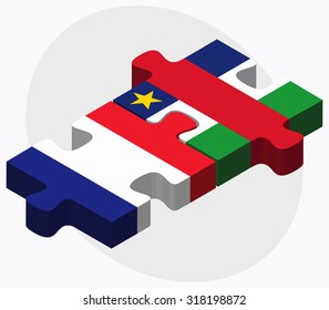 France and Central African Republic Flags in puzzle  isolated on white background
