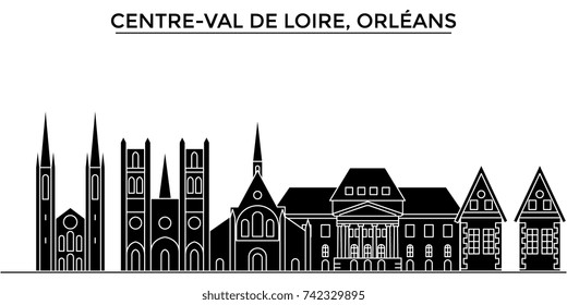 France, Centre Val De Loire, Orleans architecture vector city skyline, travel cityscape with landmarks, buildings, isolated sights on background