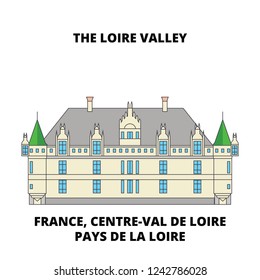 France, Centre-Val De Loire, Pays De La Loire - The Loire Valley Between, Sully-Sur-Loire And Chalon line travel landmark, skyline vector design