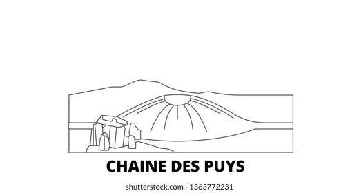 France, Chaine Des Puys line travel skyline set. France, Chaine Des Puys outline city vector illustration, symbol, travel sights, landmarks.