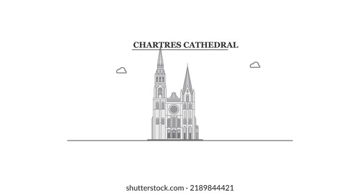 France, Chartres city skyline isolated vector illustration, icons