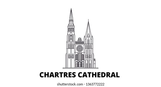 France, Chartres line travel skyline set. France, Chartres outline city vector illustration, symbol, travel sights, landmarks.