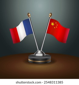 A tabela da França e da China sinaliza a relação com o plano de fundo do gradiente. Ilustração de vetor