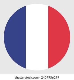France circle flag. Button flag icon. Standard color. Circle icon flag. Computer illustration. Digital illustration. Vector illustration.