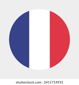 France circle flag. Button flag icon. Standard color. Circle icon flag. Computer illustration. Digital illustration. Vector illustration.