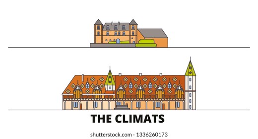 France, The Climats flat landmarks vector illustration. France, The Climats line city with famous travel sights, skyline, design. 