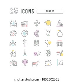 France. Collection of perfectly thin icons for web design, app, and the most modern projects. The kit of signs for category Countries and Cities.